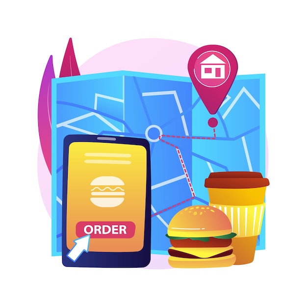 Food delivery abstract concept   illustration. products shipping during coronavirus, safe shopping, self-isolation servies, online order, stay home, social distancing