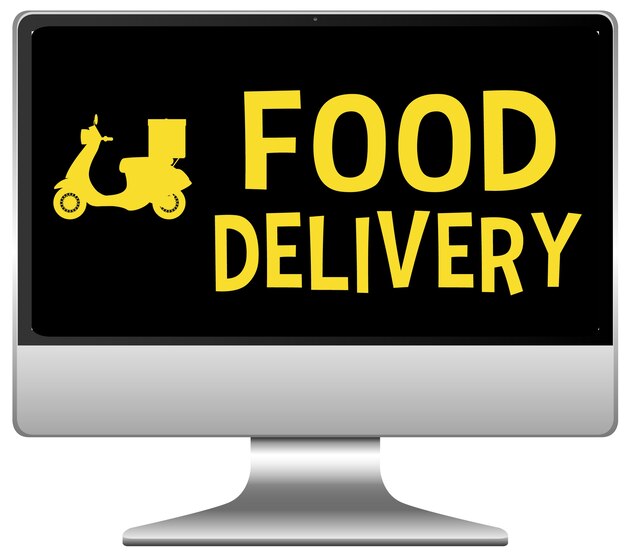 Food delivery logo on computer display