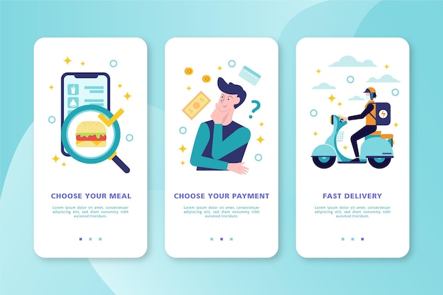 Food delivery onboarding screens