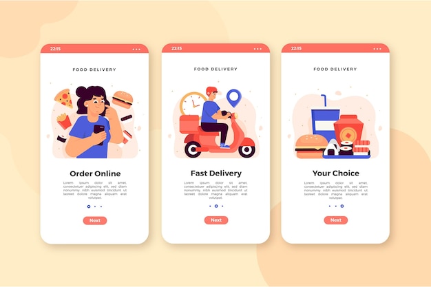 Food delivery - onboarding screens