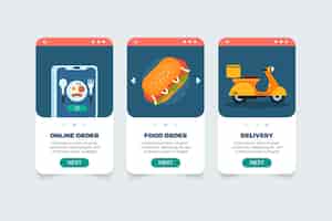 Free vector food delivery onbooard screens concept