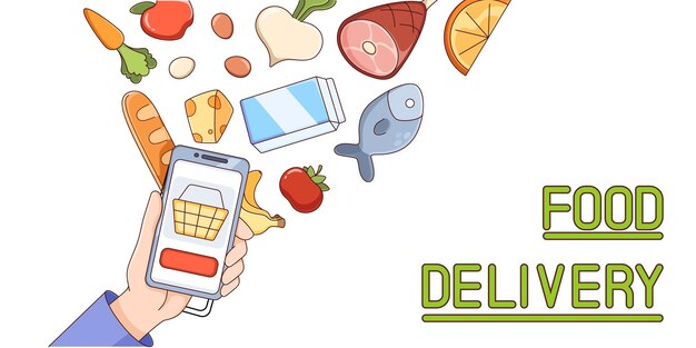 food delivery smartphone app concept