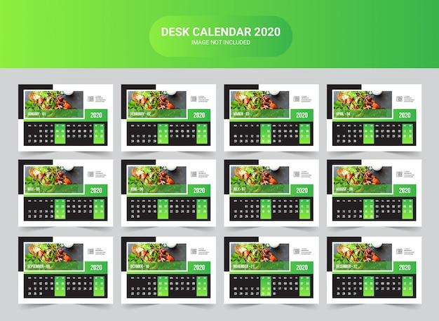 Food desk calendar 2020 template