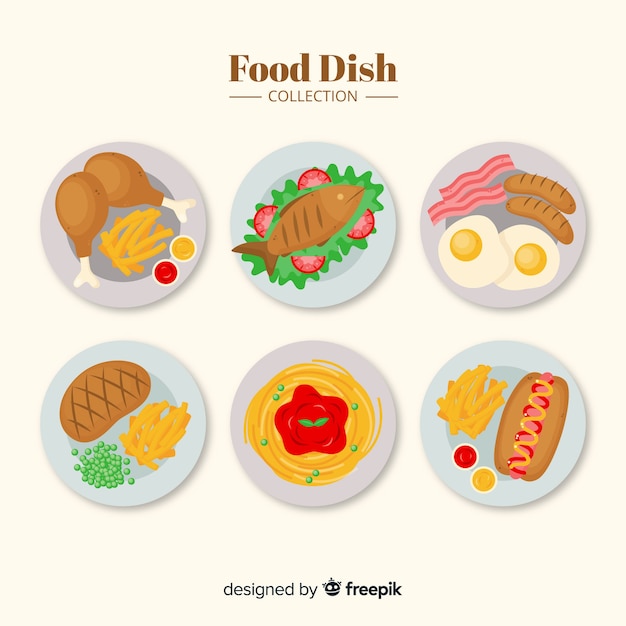 Бесплатное векторное изображение Коллекция пищевых блюд