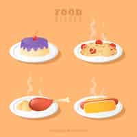 Free vector food dishes collection in 2d style