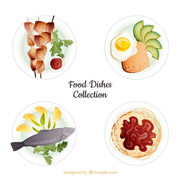 2D 스타일의 음식 요리 모음