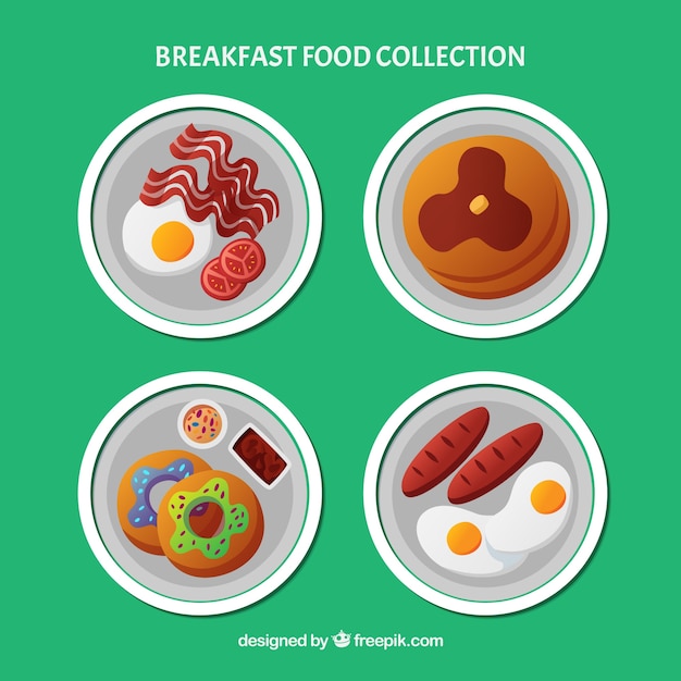 Free vector food dishes collection in top view