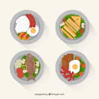 Free vector food dishes collection with top view