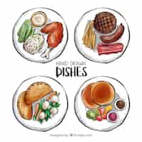 Free vector food dishes collection