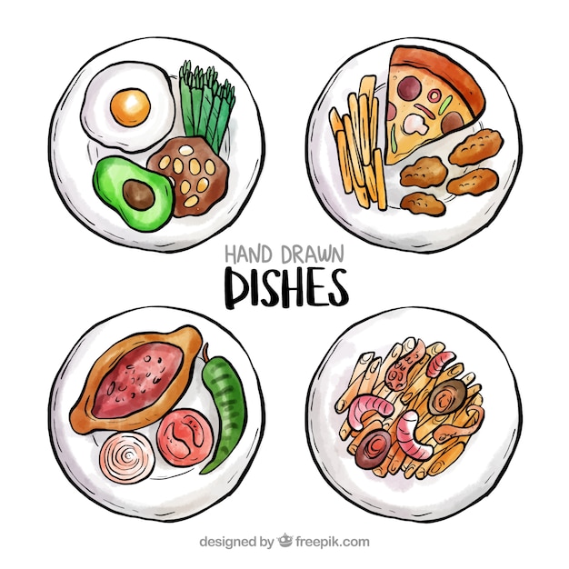 Free vector food dishes collection