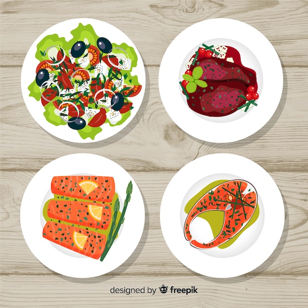 Free vector food dishes collection