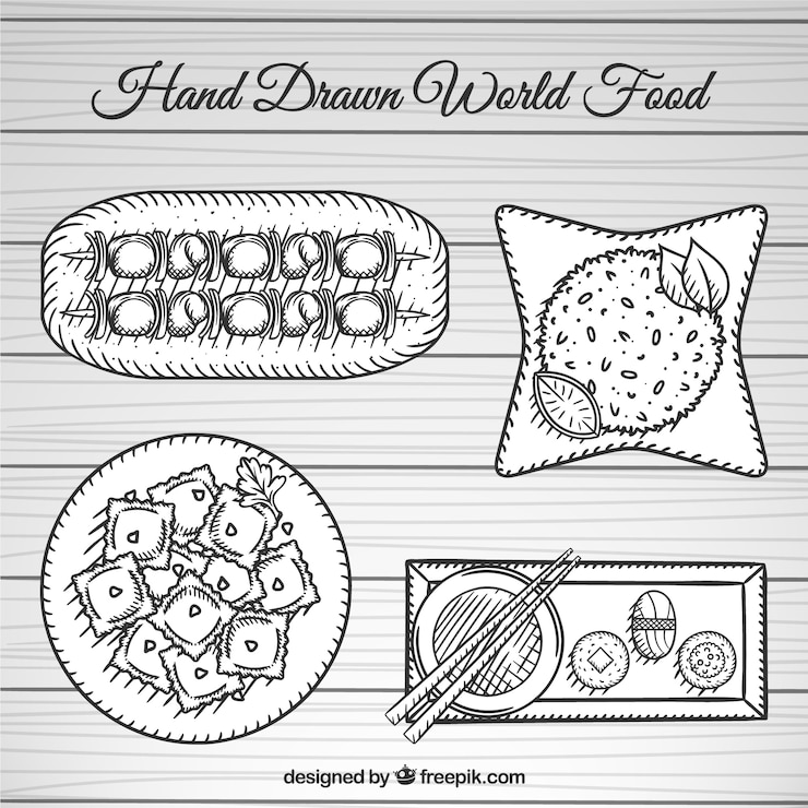 Free Vector food dishes from around the world,