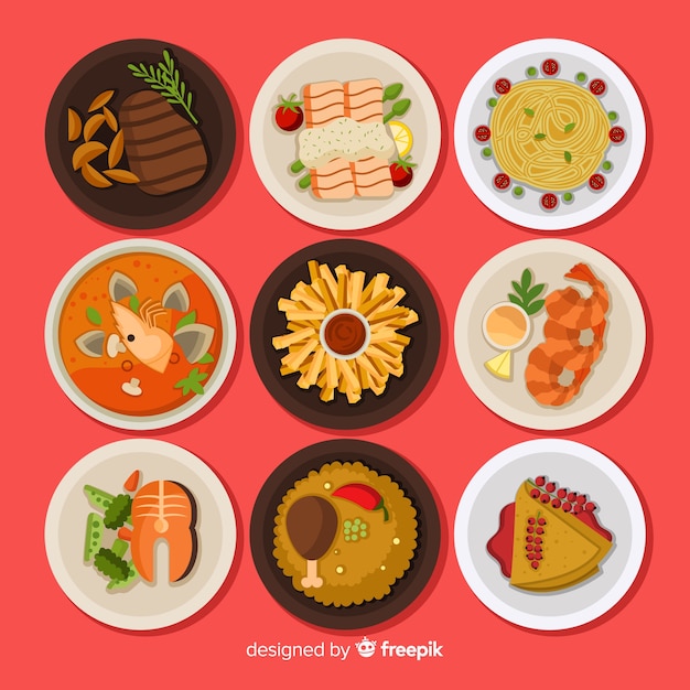 Free vector food dishes set