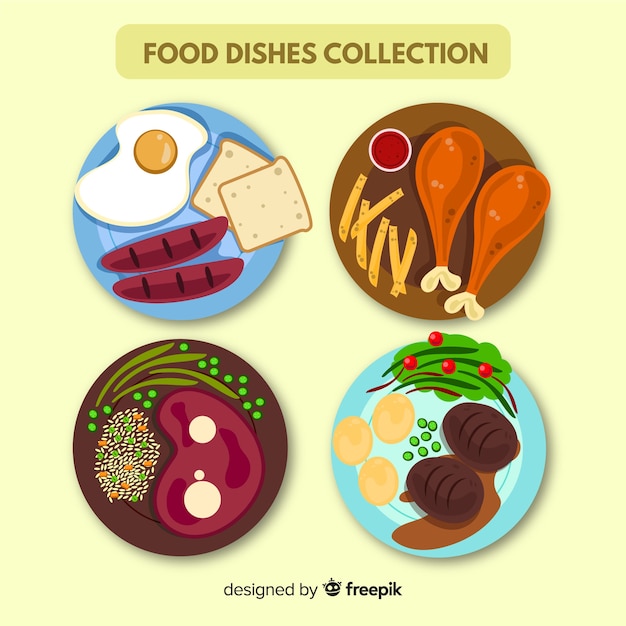 Free vector food dishes set