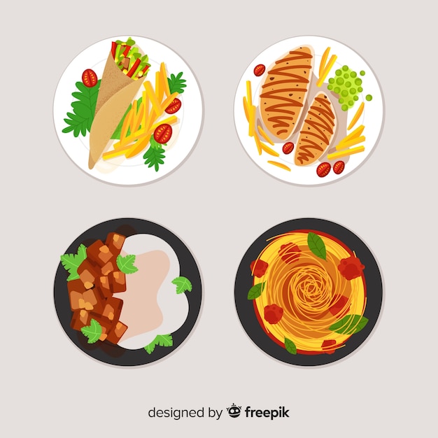 Free vector food dishes set