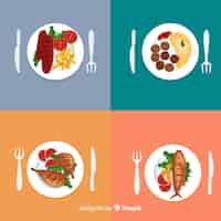 Free vector food dishes set