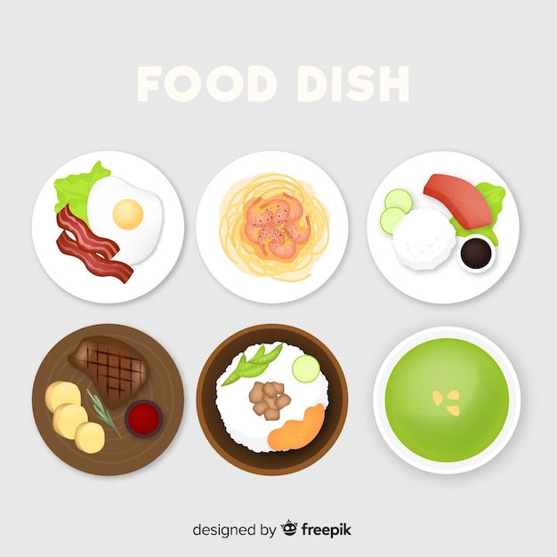 Free vector food dishes set