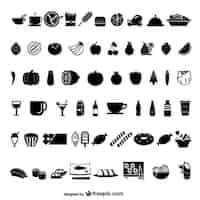 Free vector food and drink black icon set