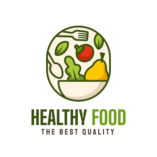 food & drink hand drawn flat healthy food logo