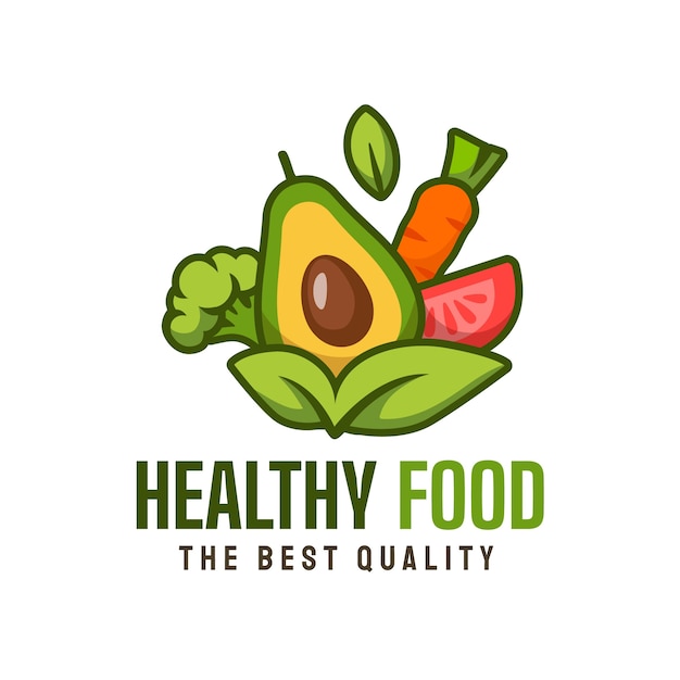 Food & drink hand drawn flat healthy food logo