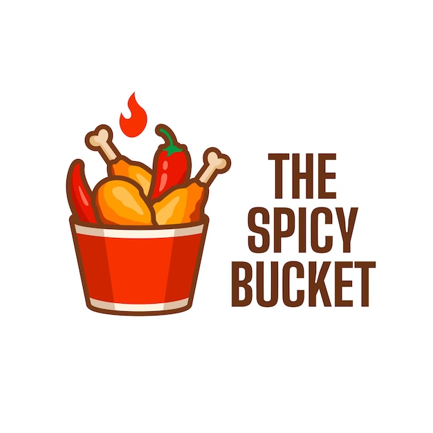 Food & drink hand drawn flat spicy chicken logo