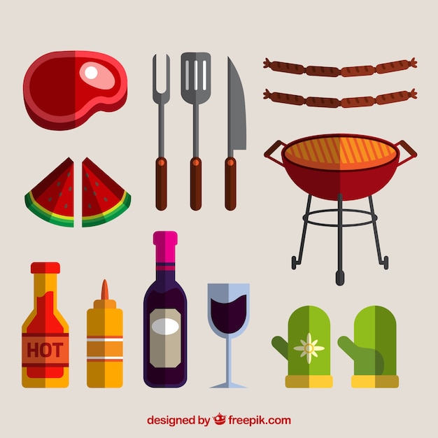 Food and elements for bbq