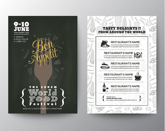 Vettore gratuito modello di progettazione food festival poster brochure flyer