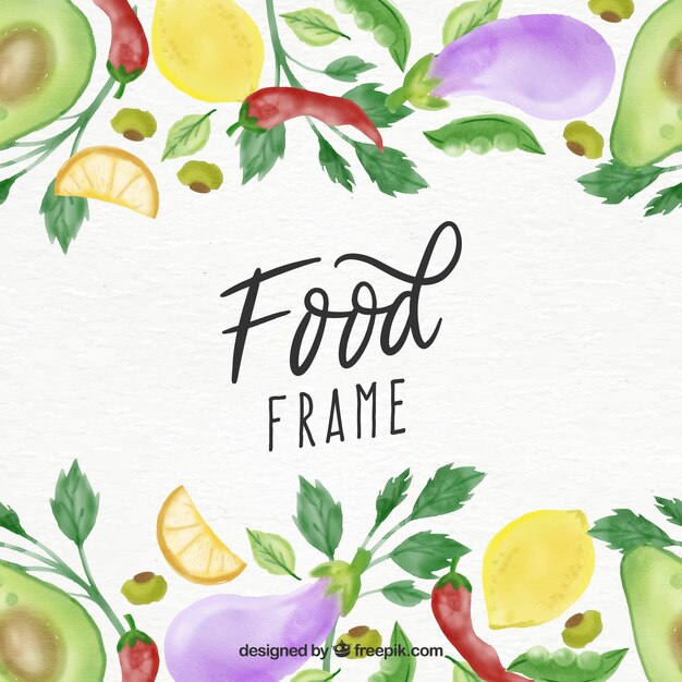 Food frame in watercolor style