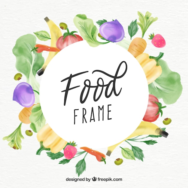 Food frame in watercolor style