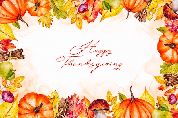 Food frame watercolor thanksgiving background