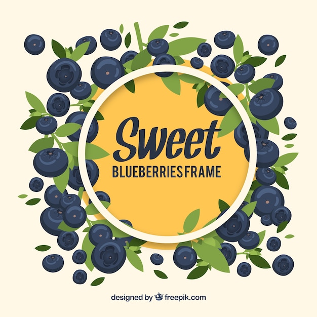 Free vector food frame with blueberries