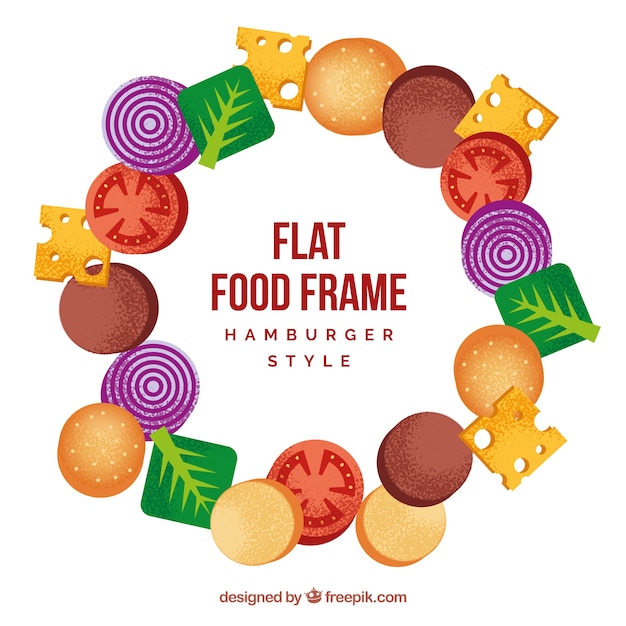 Food frame with burger ingredients