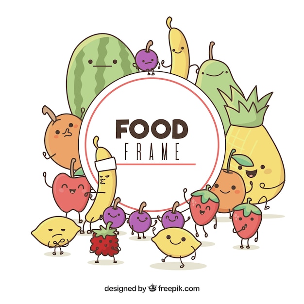 Food frame with cartoons