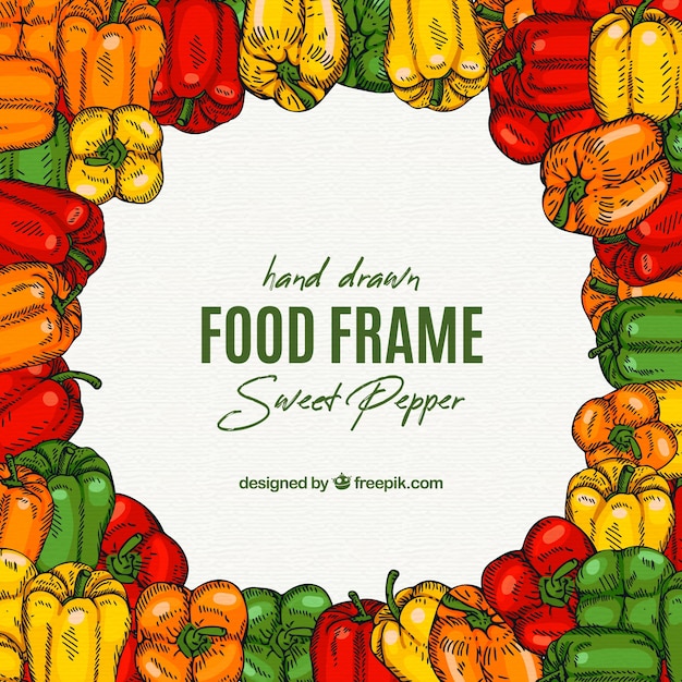 Free vector food frame with colorful peppers