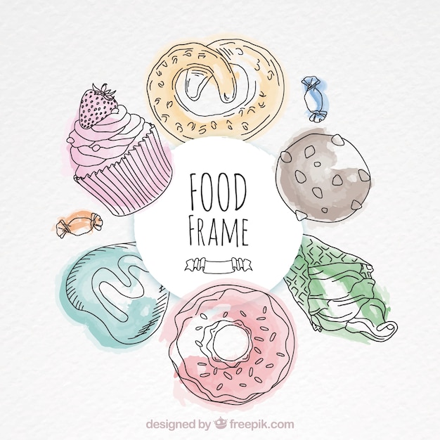 Food frame with desserts