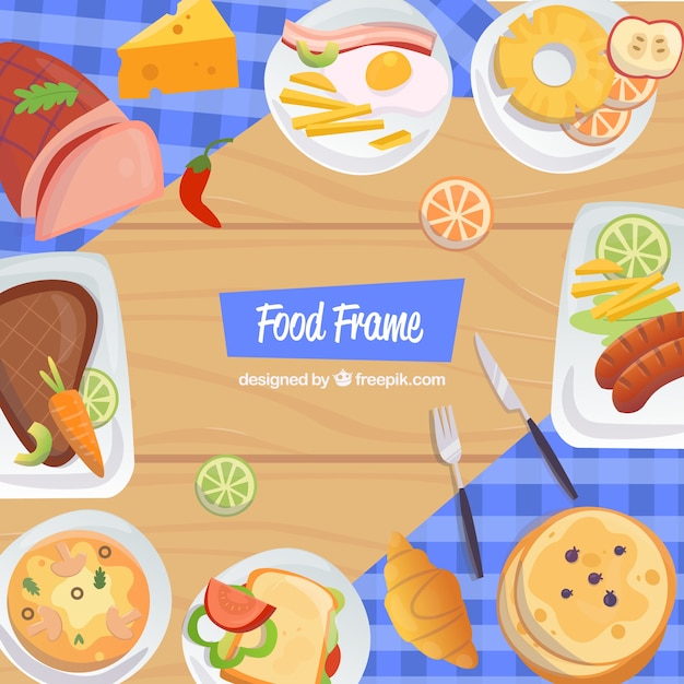 Food frame with flat design