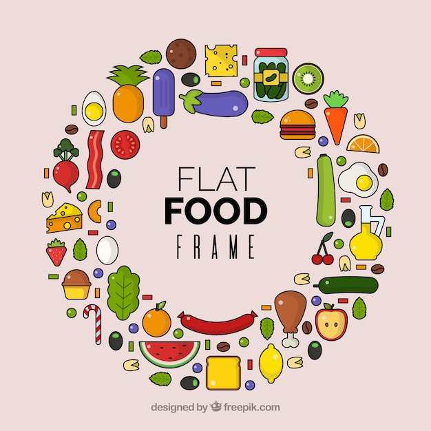 Food frame with flat design