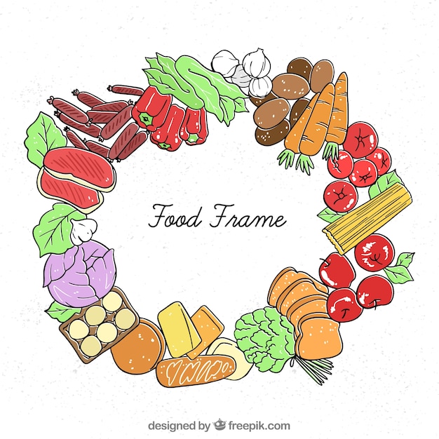 Free vector food frame with hand drawn style