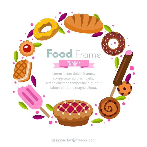 Free vector food frame with hand drawn style