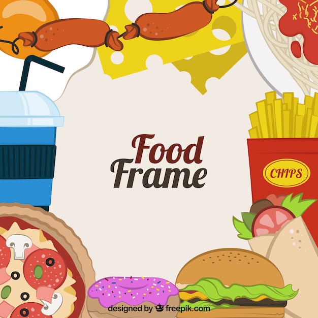 Free vector food frame with hand drawn style