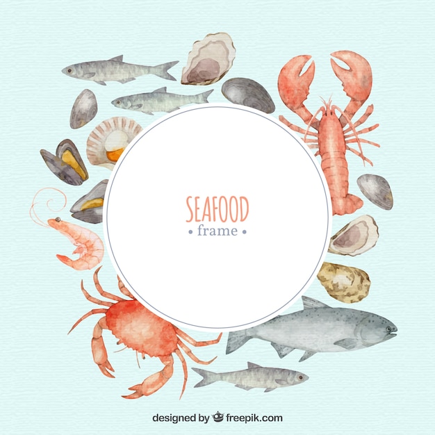 Free vector food frame with seafood