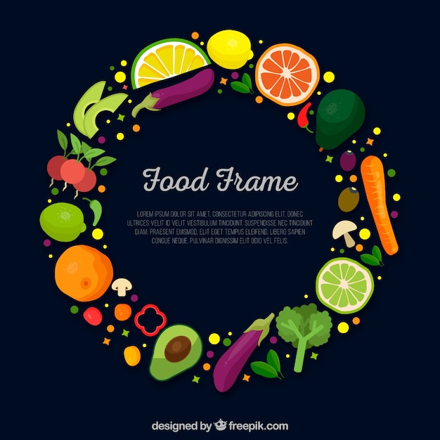 Free vector food frame with vegetables and fruits