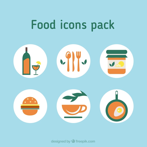 Food icons pack in orange and green color