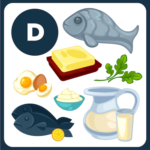 ビタミンd入り食品イラスト プレミアムベクター