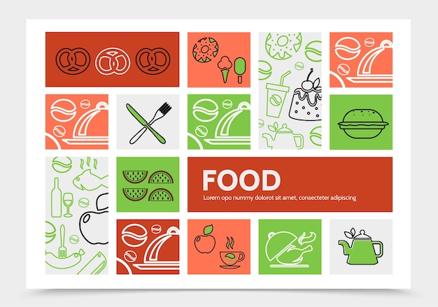 Бесплатное векторное изображение Шаблон инфографики еды