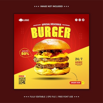 Food menu social media post promotion instagram facebook banner template