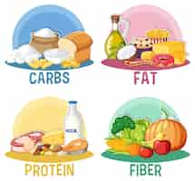 Free vector food nutrition groups set