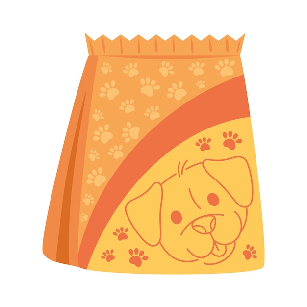 Бесплатное векторное изображение Упаковка пищи для щенка на белом фоне изолирована