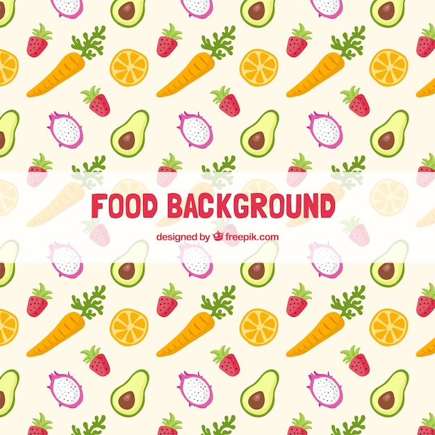 Бесплатное векторное изображение Фон с рисунком пищи