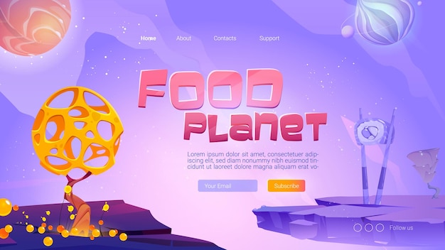 Food planet cartoon landing page